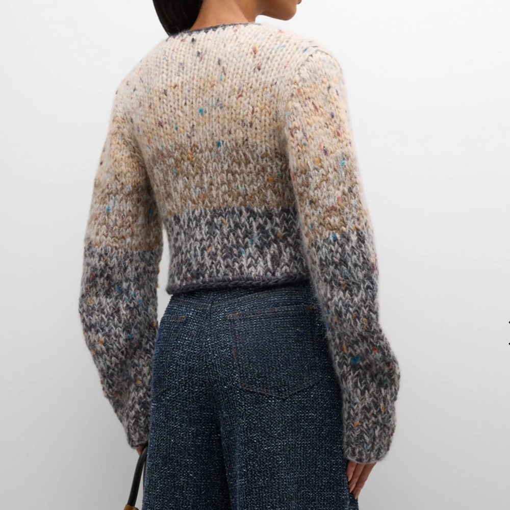 NWT $475 Ganni Marled Hand-Knit Cropped Cardigan - Picture 4 of 7